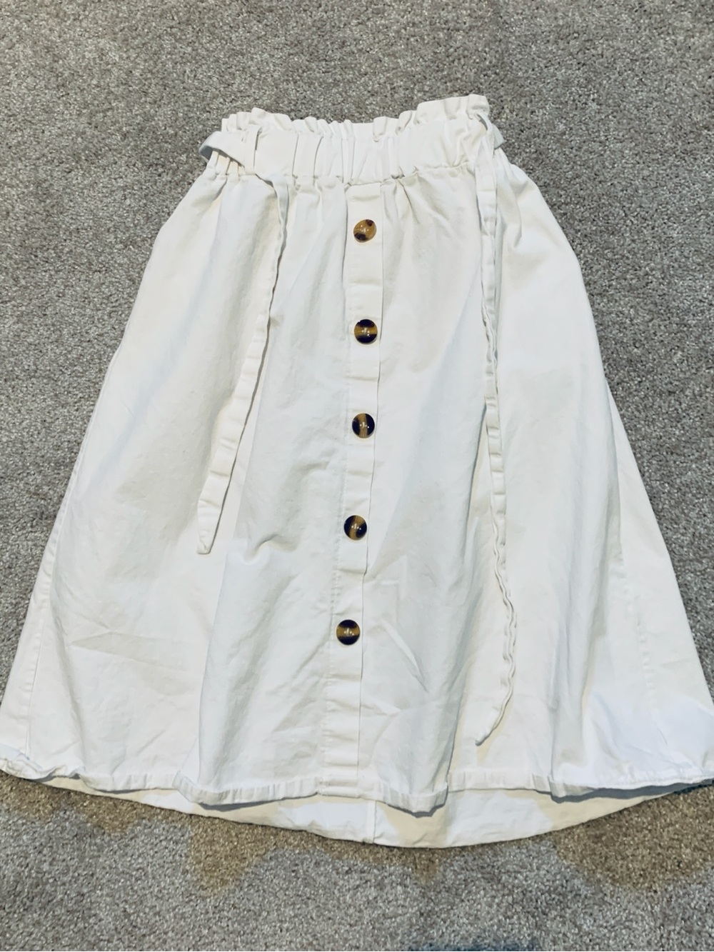 Women’s Cream Button-Front Midi Skirt